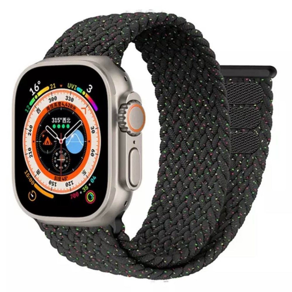 NEW Velcro Braided SOLO Loop band For Apple Watch - Black Unity
